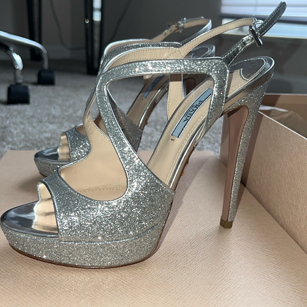 Prada Glitter Donna Short Platform Heels - Size 6 - New